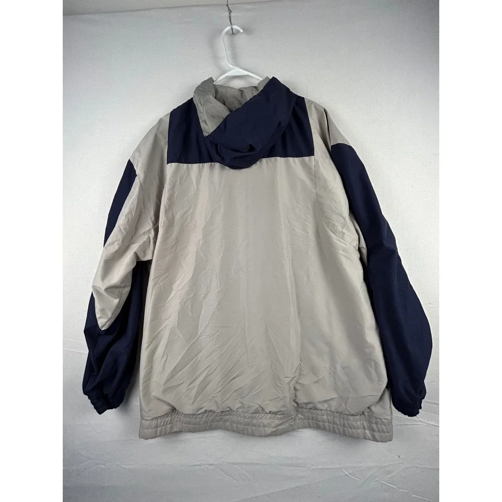 Vintage FUBU Windbreaker Jacket Mens Medium Grey Navy Blue Colorblock Full Zip